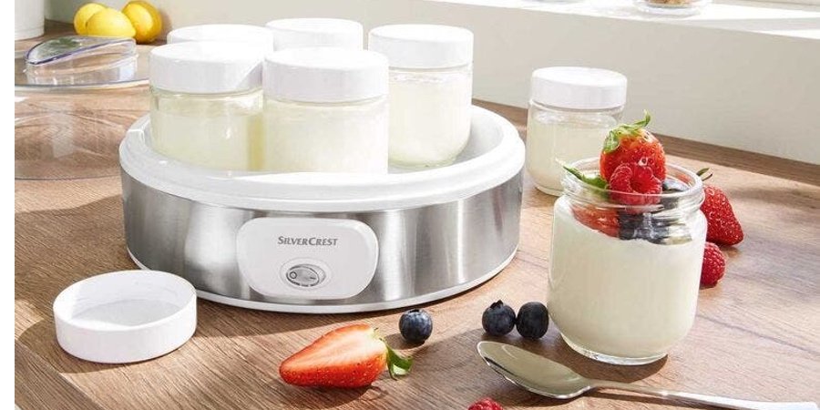 Gaia Yogurtera, 12 tarros de 150 ml, 1,8 litros de yogur, Temporizador, Acero inoxidable, Libre de BPA